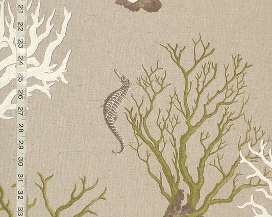 Green Coral Seahorse Fabric