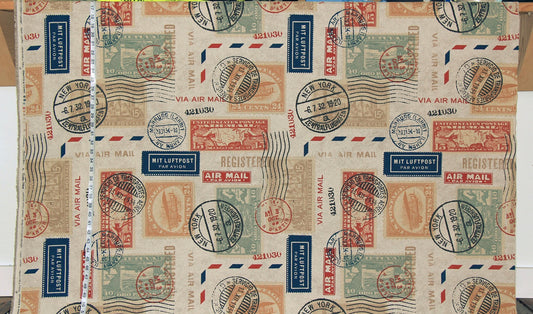Postage Stamp Fabric Postage Letter Mail Travel