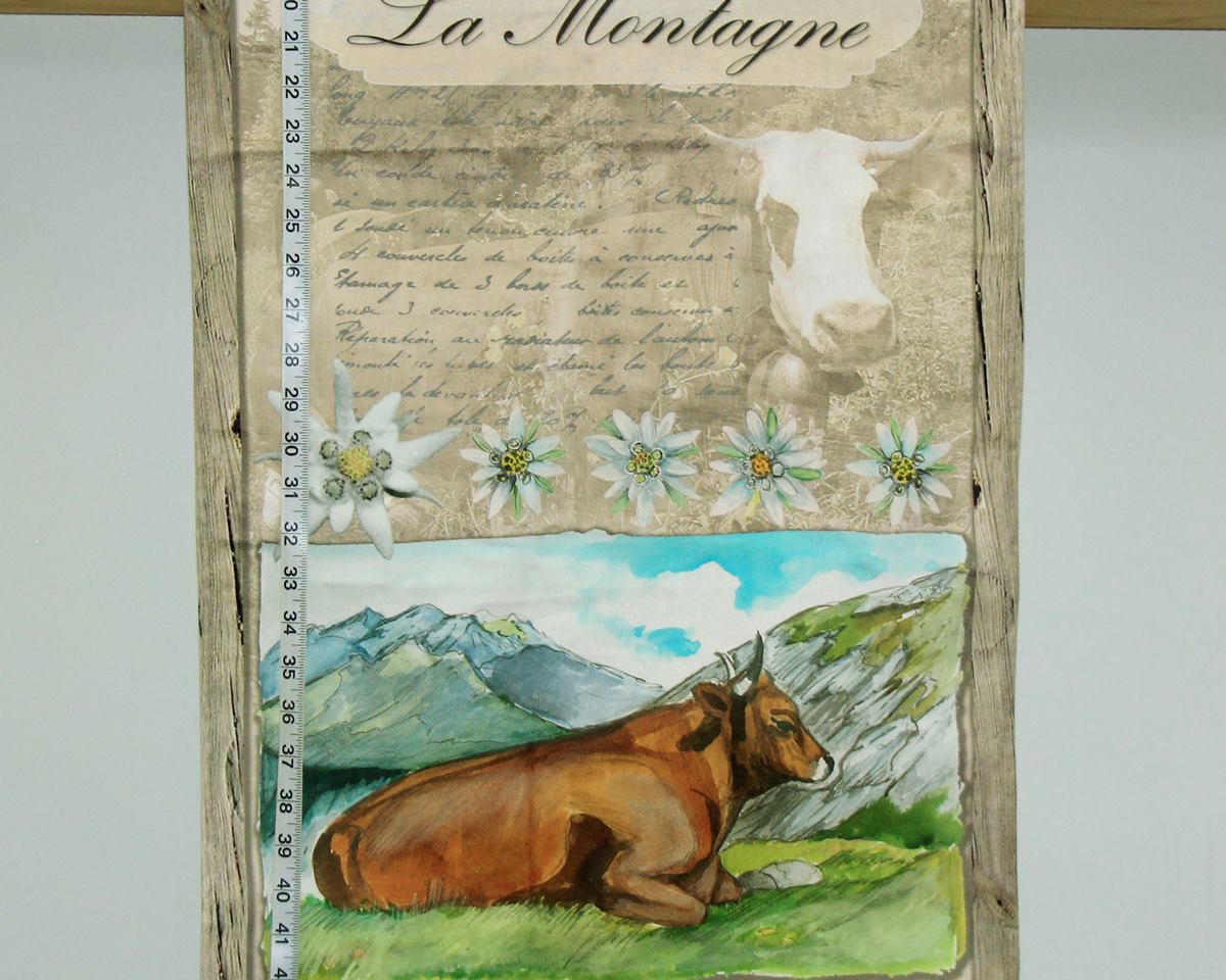 Pair of French tea towels mountain goat cows Chamonix