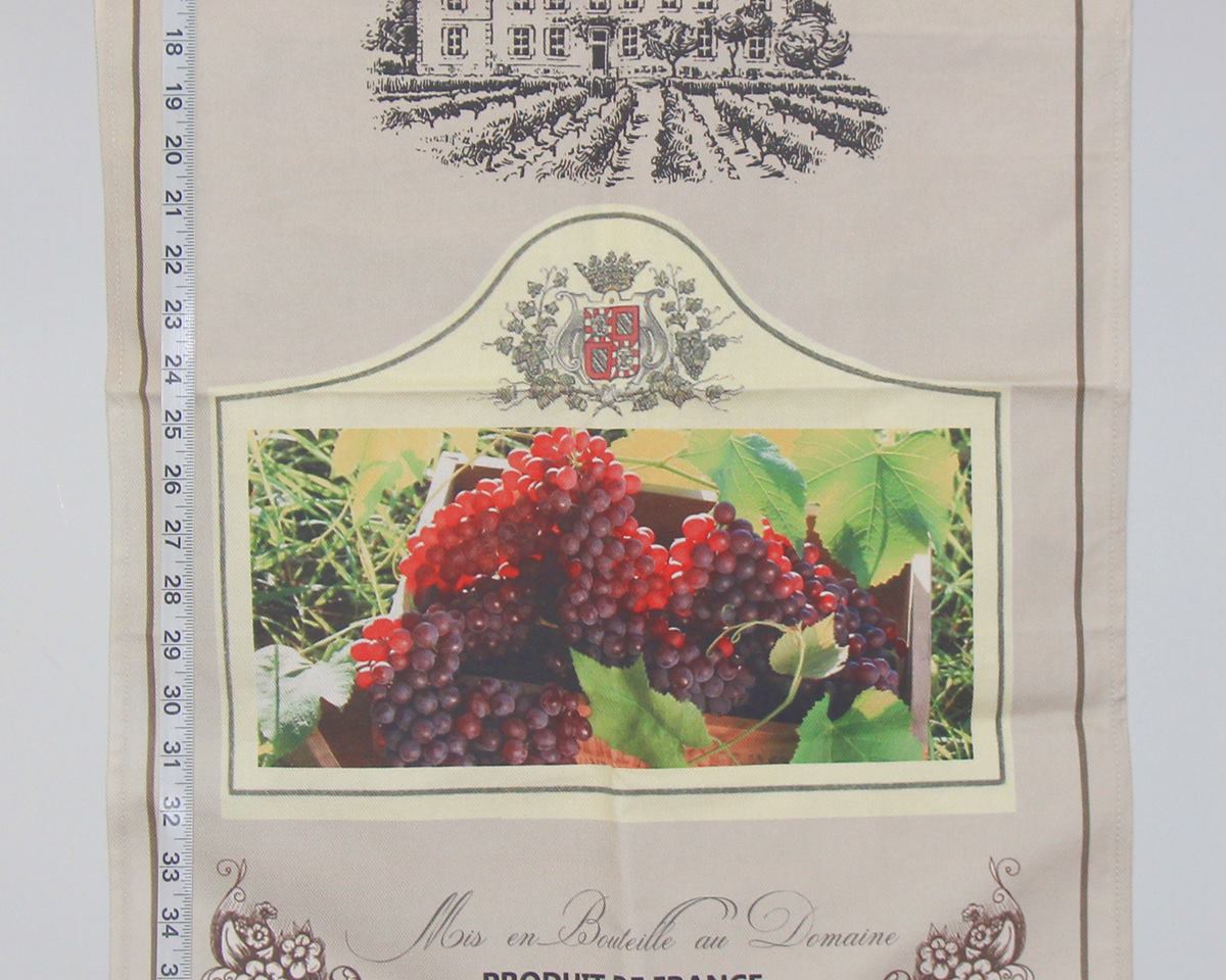 Pair French tea towels wine grapes France