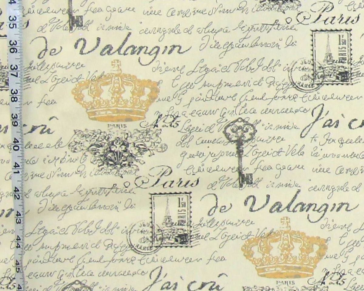 Paris France document print medieval French writing crown stamps