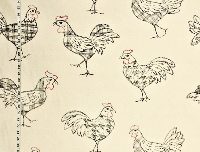 Plaid Rooster Fabric