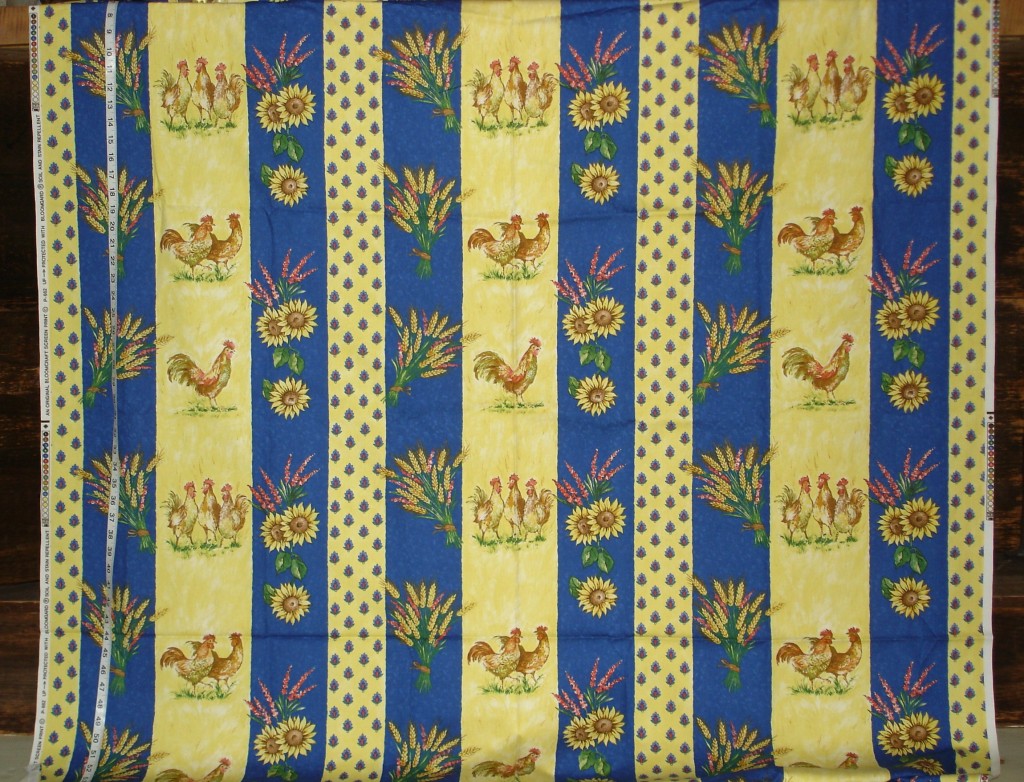 Striped Provence Rooster Fabric