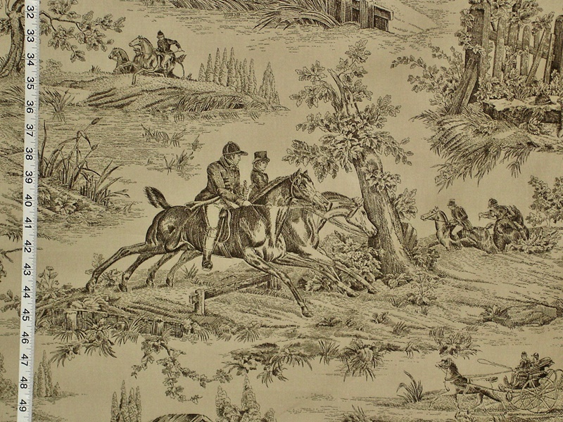 BROWN EQUESTRIAN TOILE FABRIC