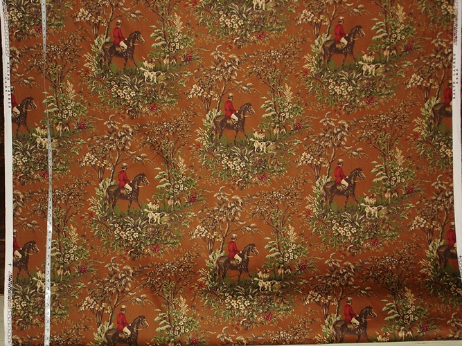 Ainsworth Horse Toile Fabric in Buckskin Brown