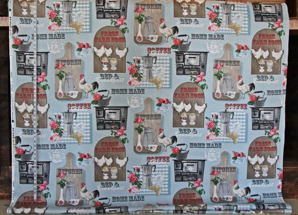 BLUE RETRO CHICKEN FABRIC