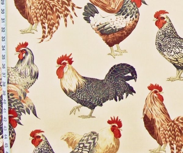 Beige Rooster Fabric