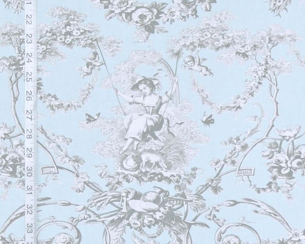 Blue French toile fabric