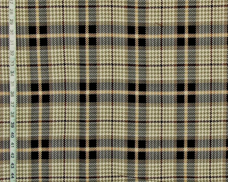 A traditional black and beige plaid fabric