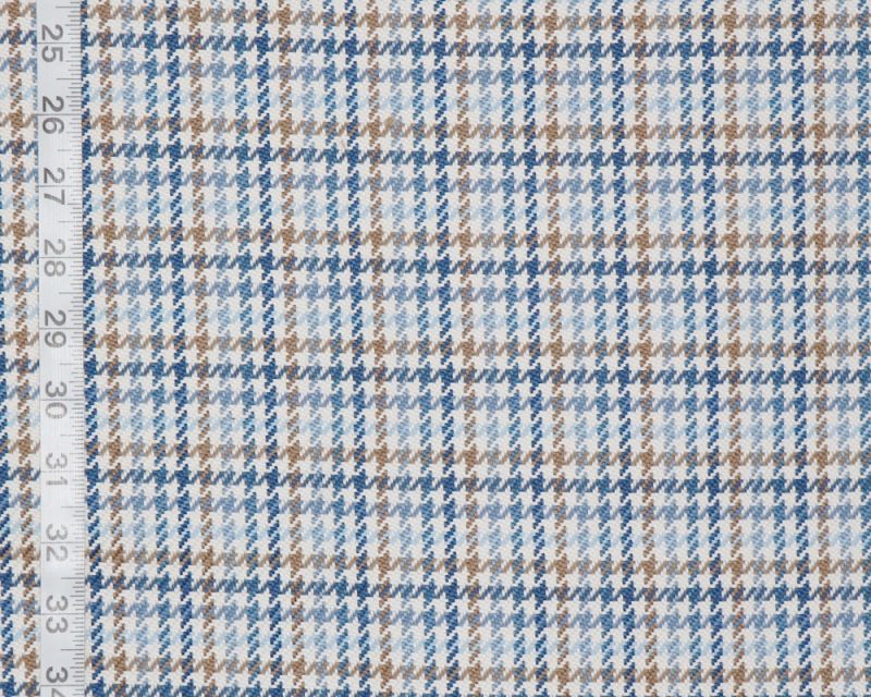 Blue houndstooth plaid fabric