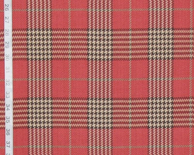 Red houndstooth plaid fabric