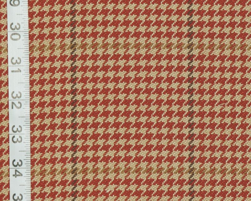 Red houndstooth window pane plaid fabric