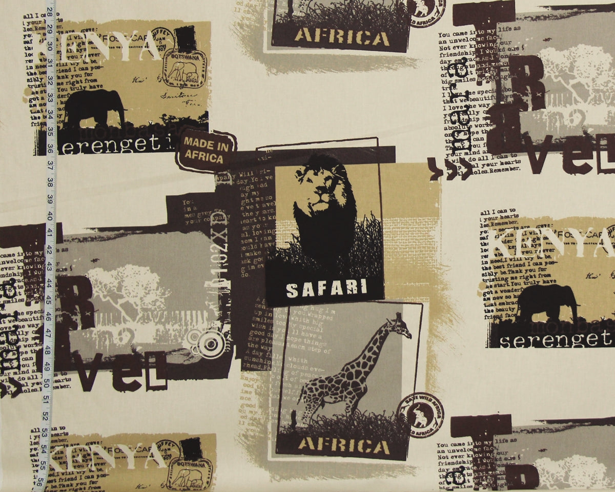 African Safari Fabric Travel Lion Giraffe