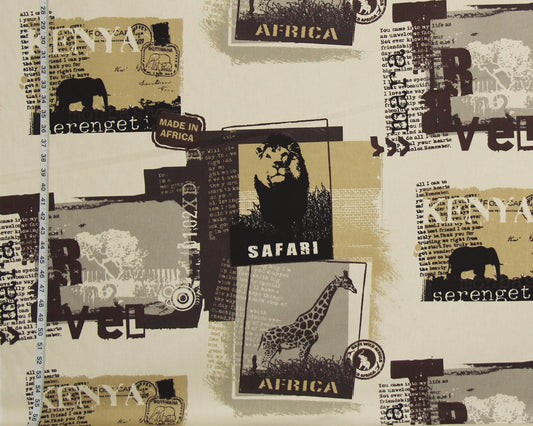 African Safari Fabric Travel Lion Giraffe
