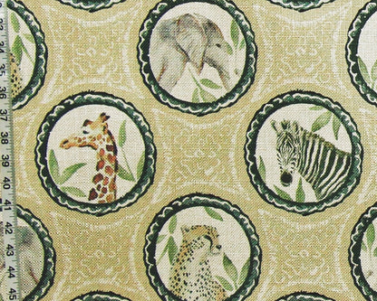 African exotic animal fabric zebra giraffe elephant cheetah upholstery