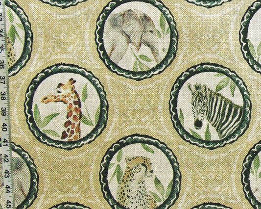 African exotic animal fabric zebra giraffe elephant cheetah upholstery