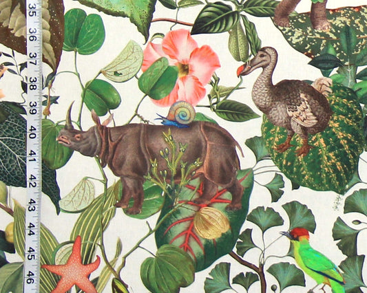 Jungle garden fabric lion elephant monkey dodo