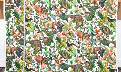 Jungle garden fabric lion elephant monkey dodo