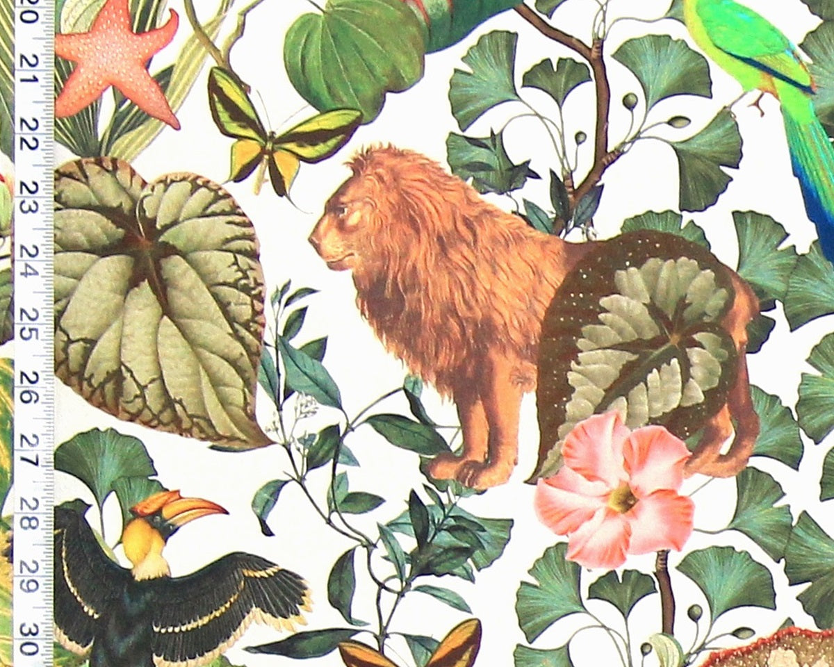 Jungle garden fabric lion elephant monkey dodo