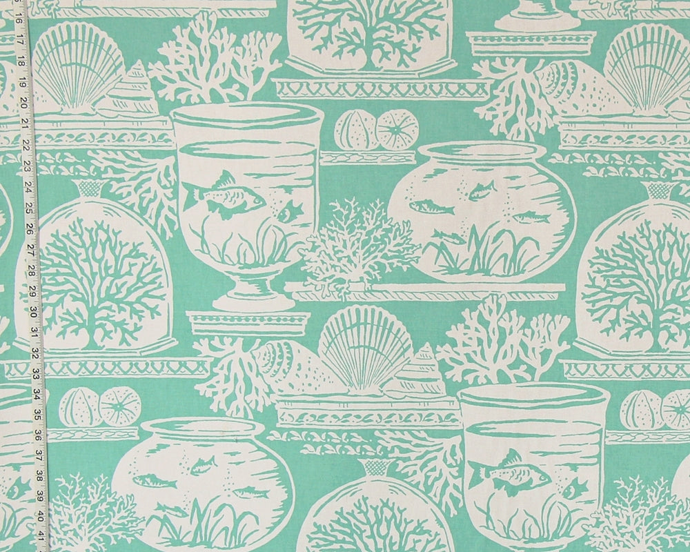 ocean, shell fabric in aqua