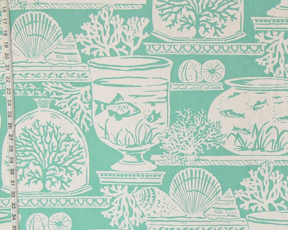 Ocean shell fabric in aqua