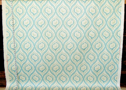 Aqua blue green seashell fabric sea glass coral seaweed lattice