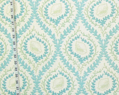 Aqua blue green seashell fabric sea glass coral seaweed lattice