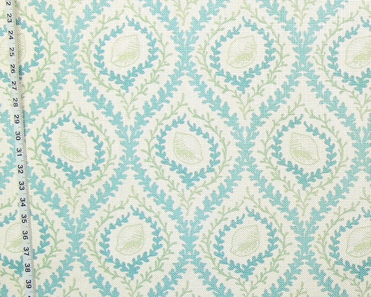 Aqua blue green seashell fabric sea glass coral seaweed lattice