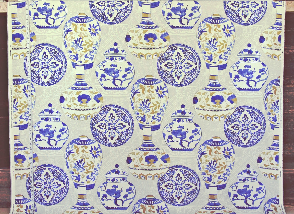 Blue Asian porcelain fabric ginger jars plates vases