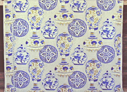 Blue Asian porcelain fabric ginger jars plates vases