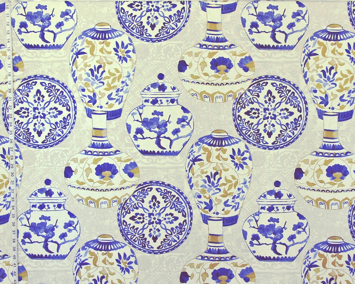 Blue Asian porcelain fabric ginger jars plates vases
