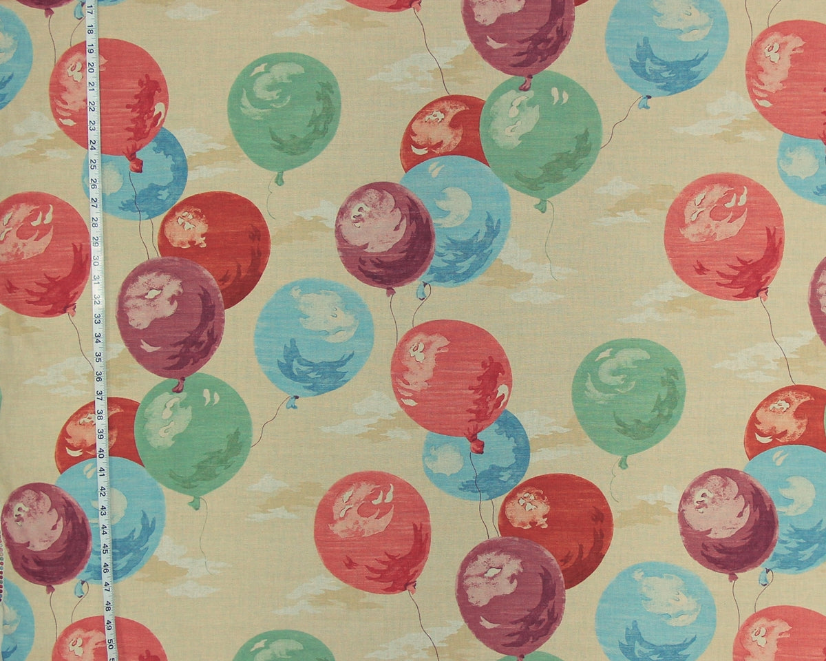 Balloon sky fabric novelty handprint linen whimsical