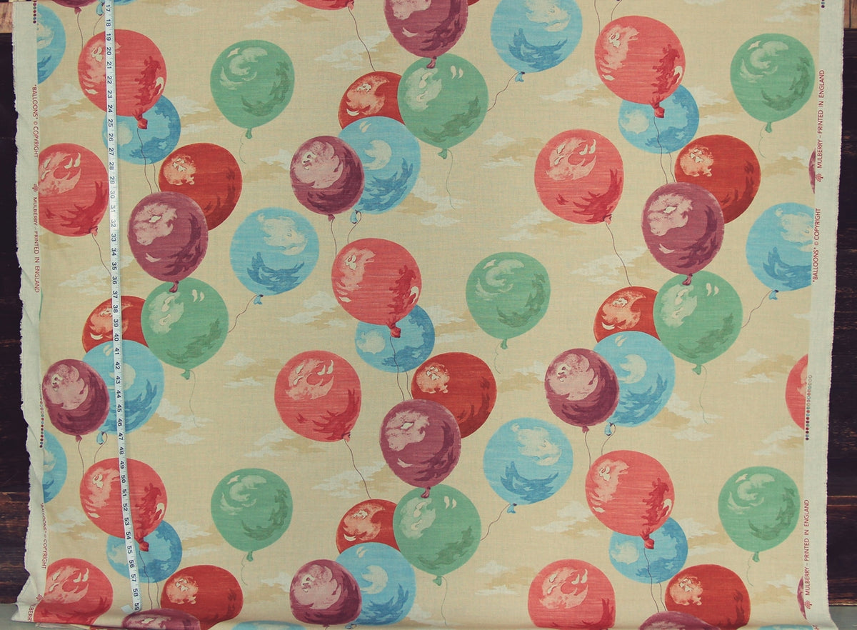 Balloon sky fabric novelty handprint linen whimsical