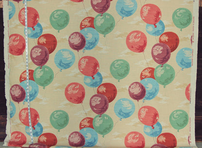 Balloon sky fabric novelty handprint linen whimsical