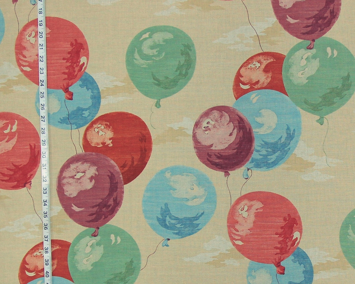 Balloon sky fabric novelty handprint linen whimsical