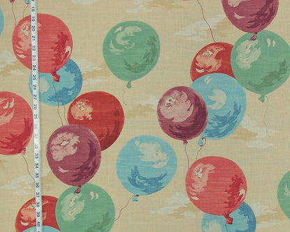 Balloon sky fabric novelty handprint linen whimsical