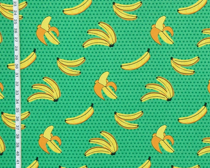 Banana fabric green polka dotted summer whimsy
