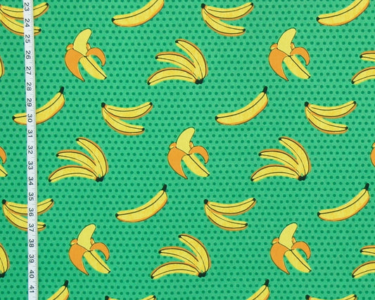 Banana fabric green polka dotted summer whimsy