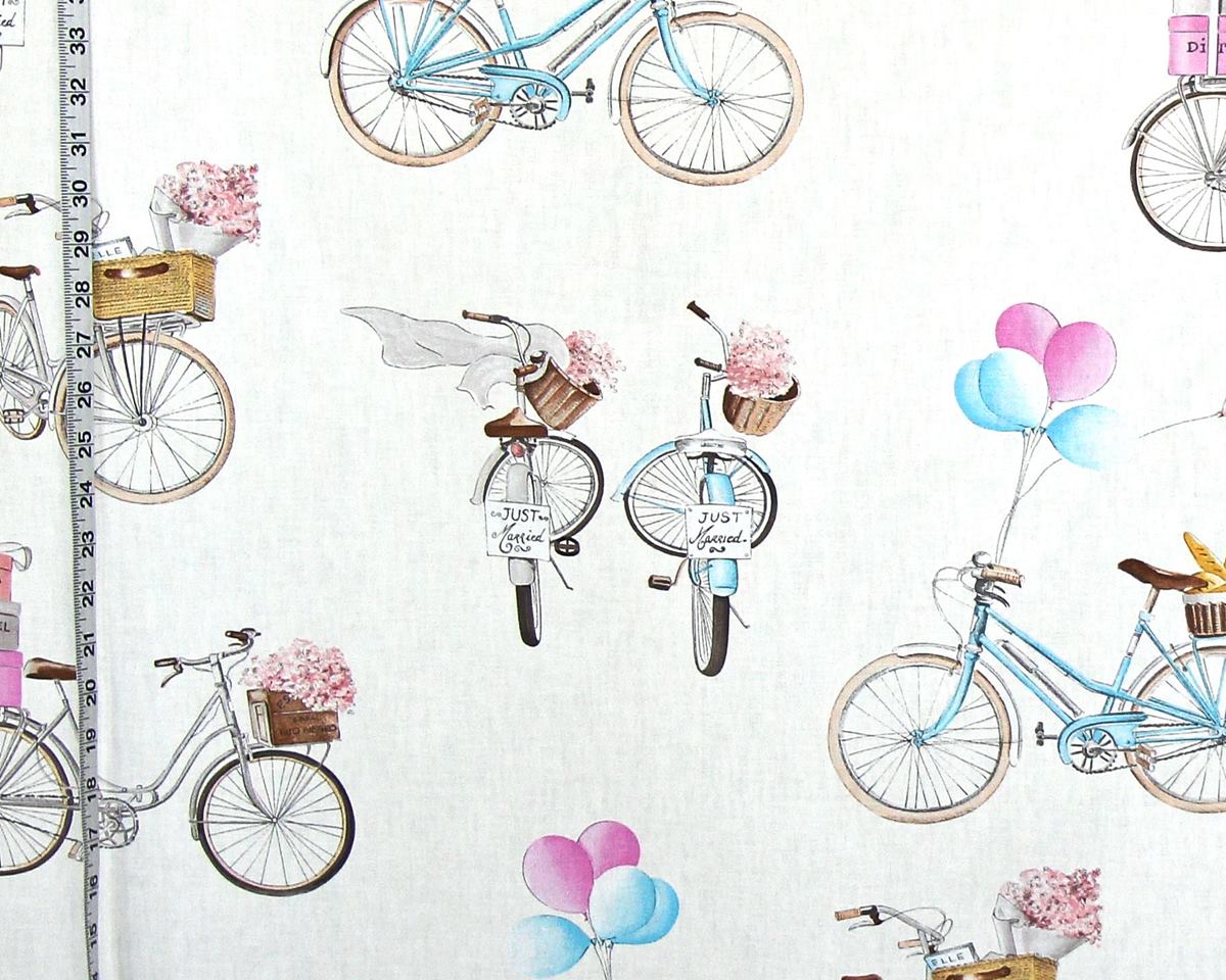 Paris Girl Fabric Spring Bicycle, Wedding, Shopping