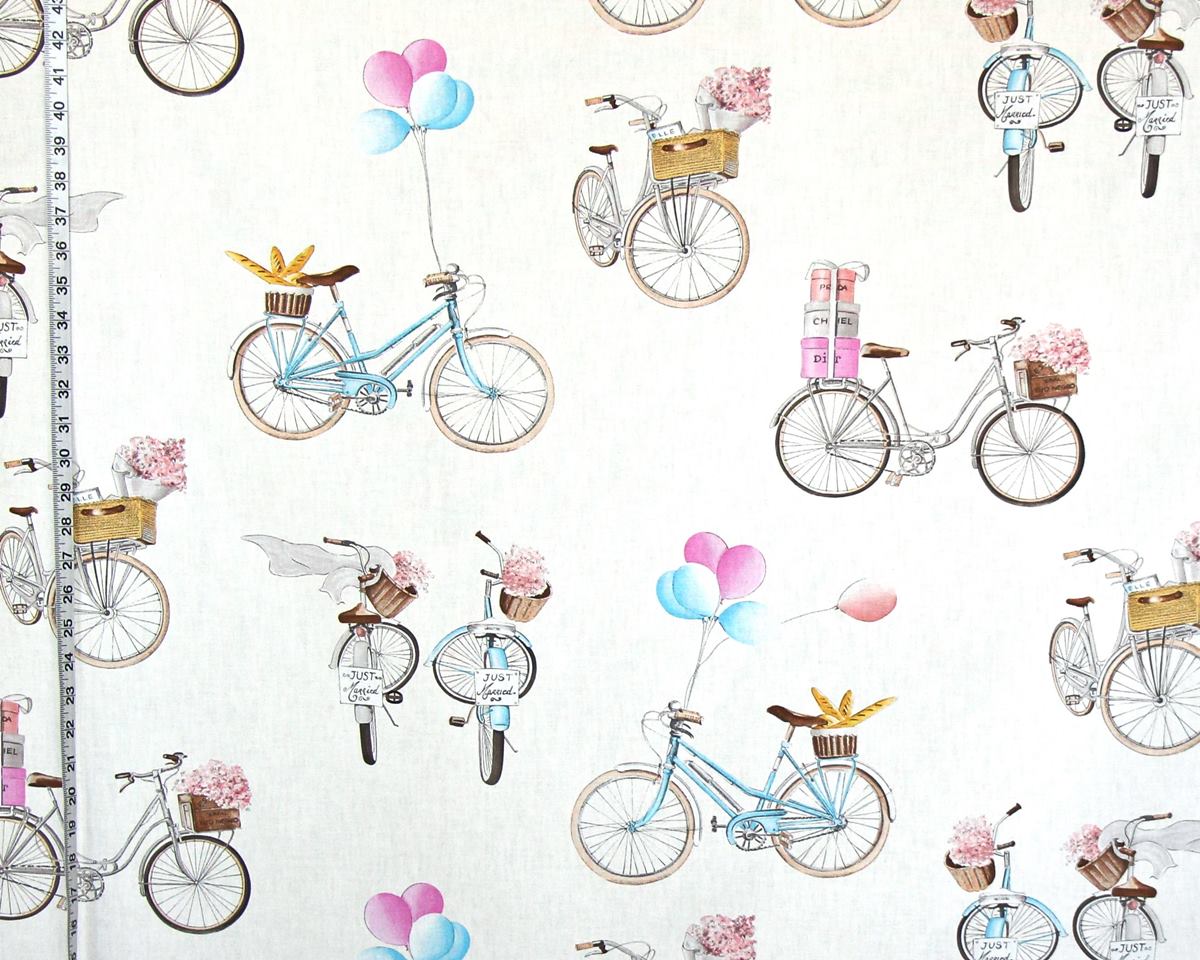 Paris Girl Fabric Spring Bicycle, Wedding, Shopping