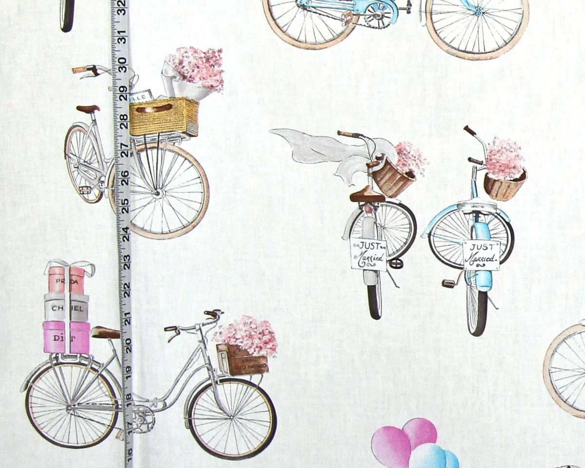 Paris Girl Fabric Spring Bicycle, Wedding, Shopping