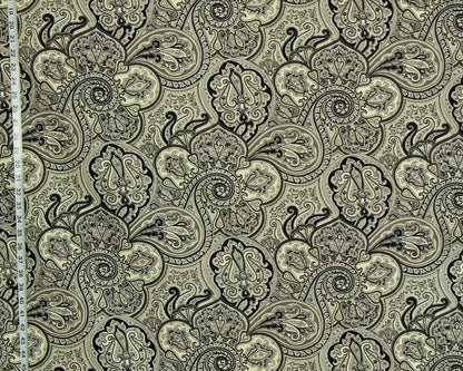 Black grey paisley fabric