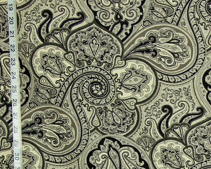 Black grey paisley fabric