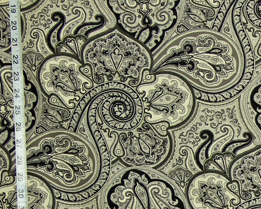 Black grey paisley fabric