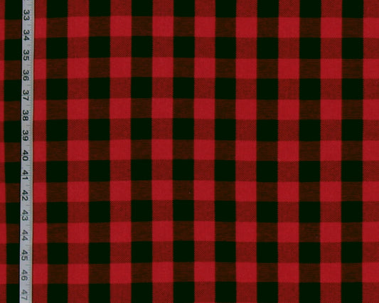 Red black buffalo check fabric upholstery cabin lodge decor