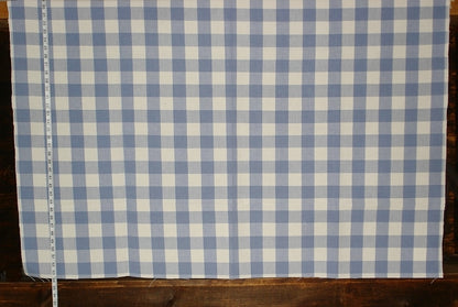French blue cream buffalo check fabric- Sky