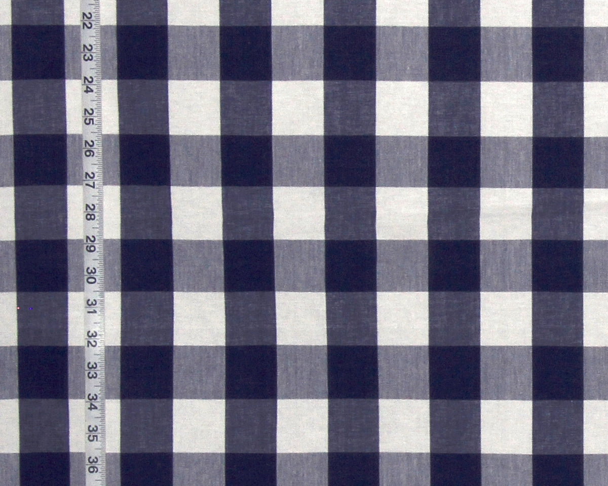 Dark blue buffalo check fabric Indigo