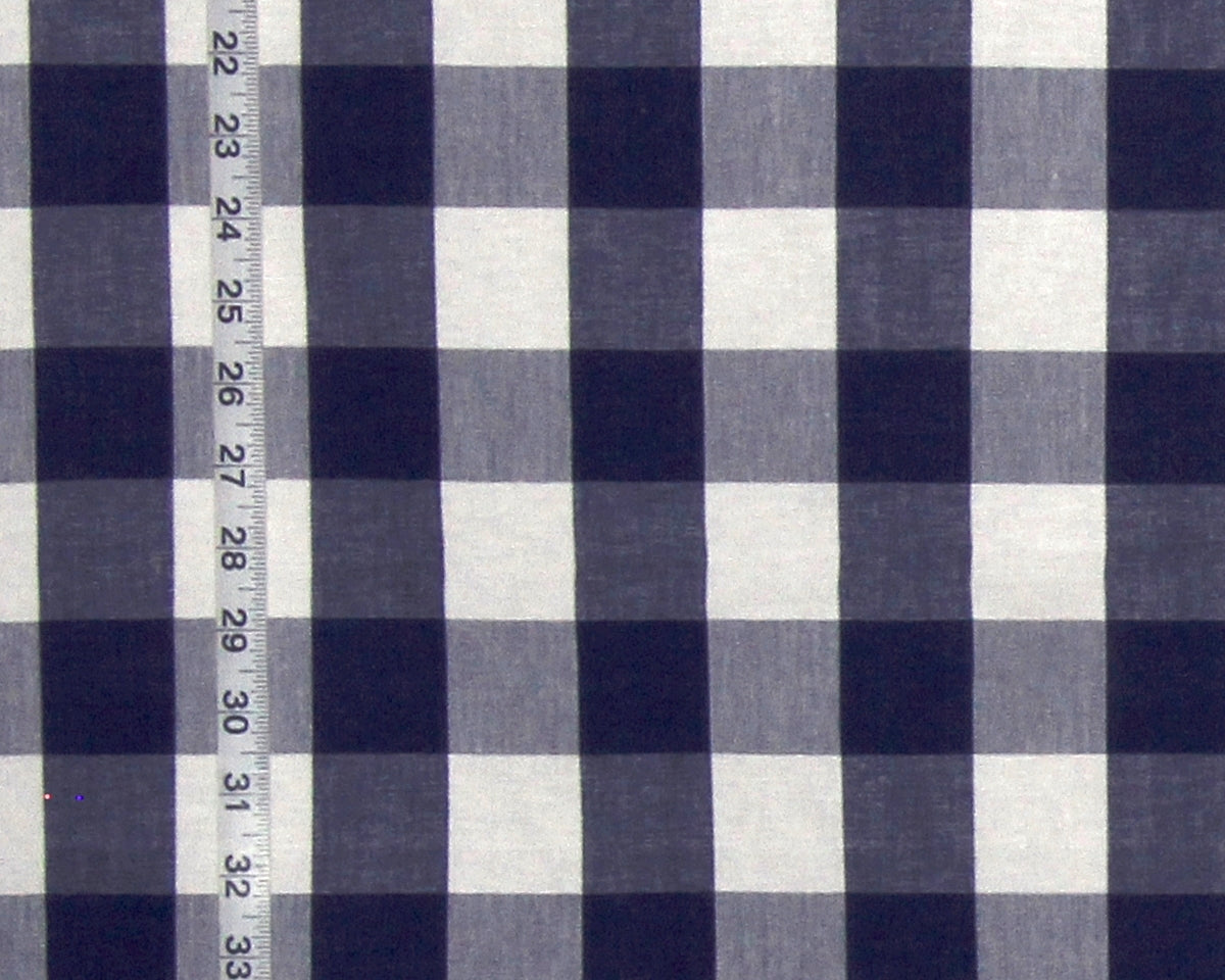 Dark blue buffalo check fabric Indigo