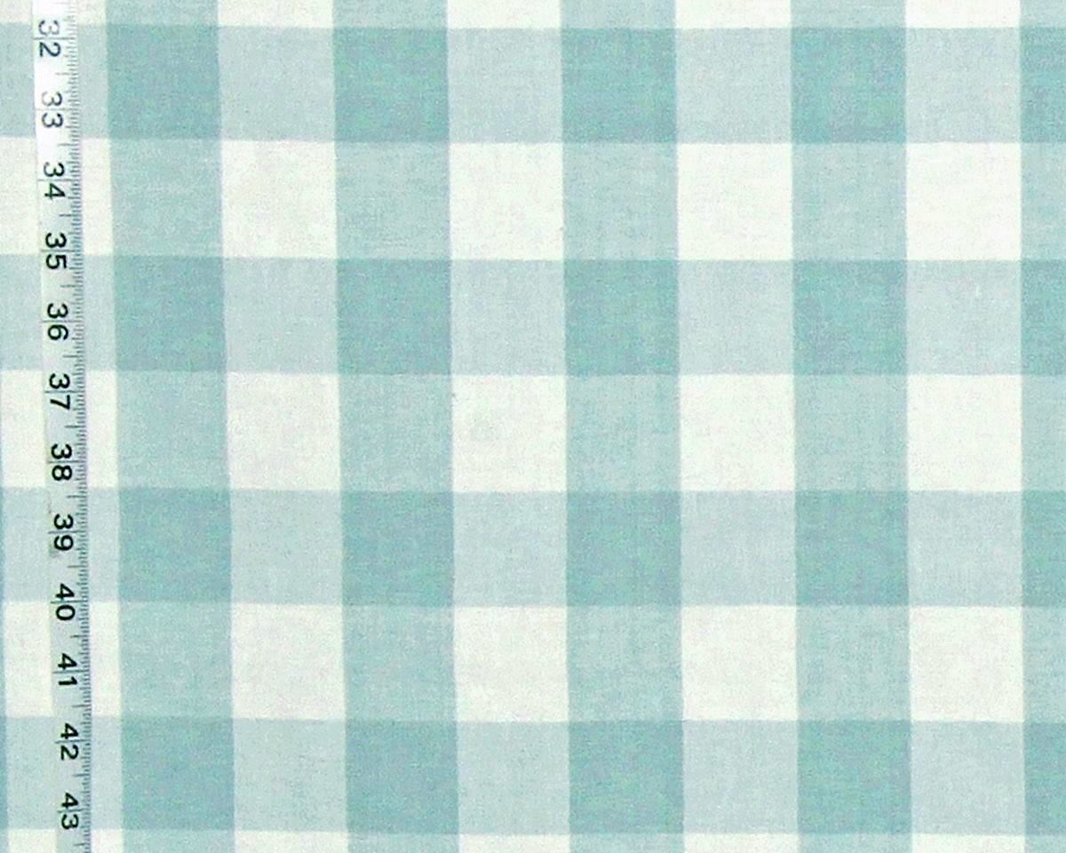Blue green buffalo check fabric spa grey Seaglass