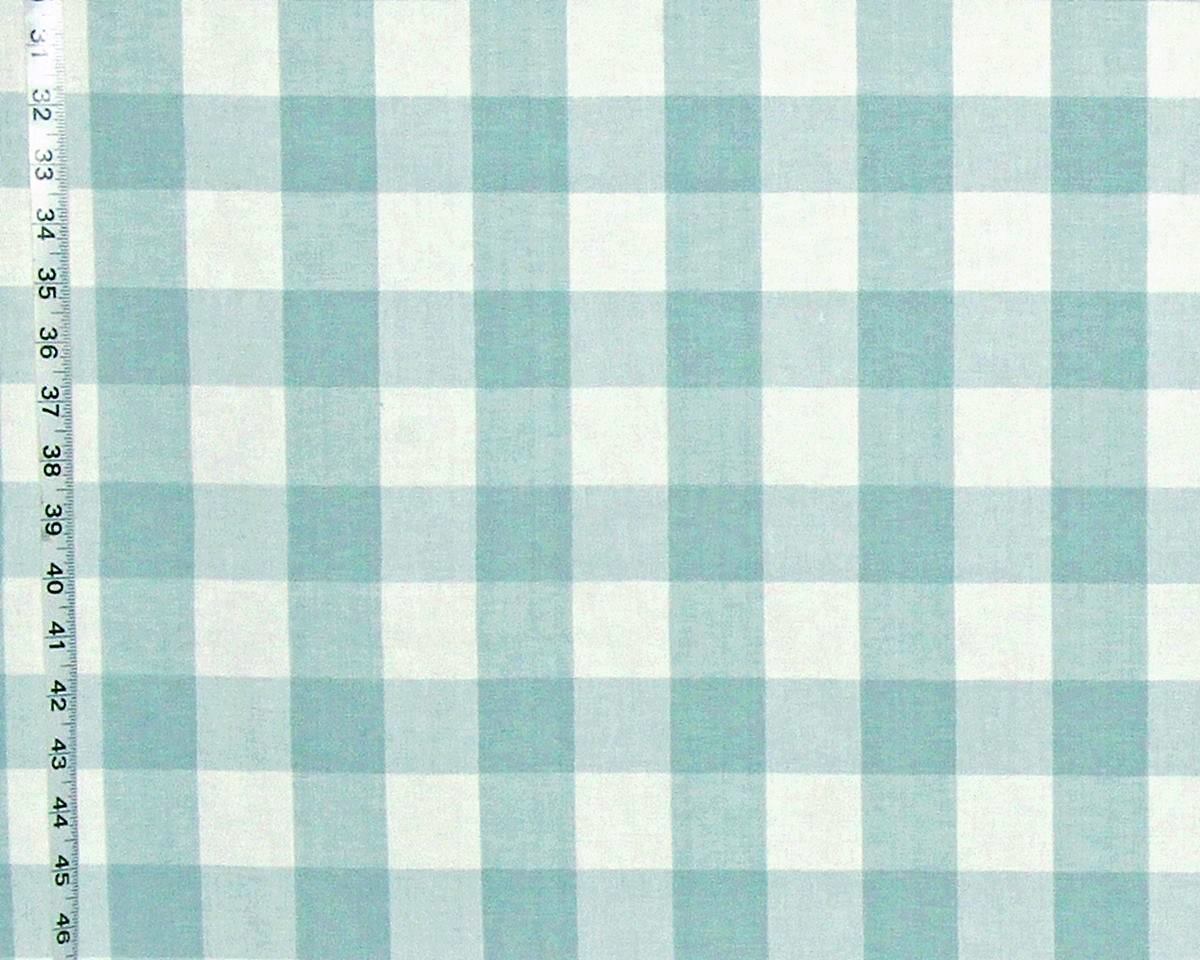 Blue green buffalo check fabric spa grey Seaglass
